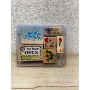 Mixed Brands Set Of 6 Wood Mounted Rubber Stamps